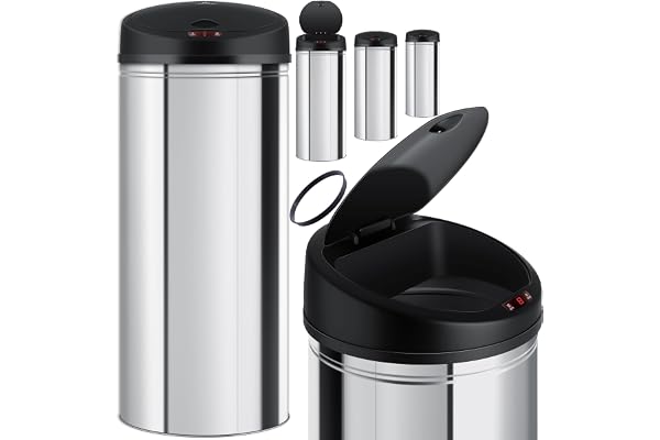 KESSER® Poubelle avec capteur Automatique Poubelle Déchets en Acier Inoxydable Corbeille à Papier, Argent - 40 Litres