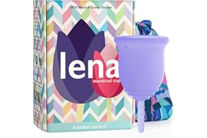 Lena Menstrual Cup - Reusable, Soft Silicone, Light & Heavy Flow, Beginner Use - Ideal Alternative to Tampons, Pads, Period Underwear - Period Solution - Regular Capacity - Purple