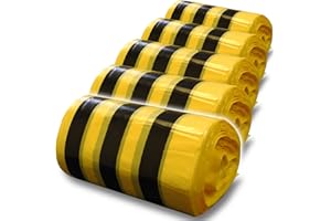 RE-GEN Biohazard Clinical Waste Disposal Tiger Stripe Sacks Bags (5 Rolls, 250 Individual Bags) Size 43x66cm, 20Litre