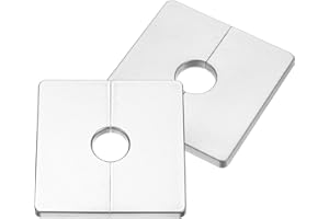 sourcing map 2Pcs ABS Plastics Square Shaped Escutcheon Plate, Wall Split Flange, 22mm Diameter Wall-Mounted Pipe Mouth Decorative Cover, Silver