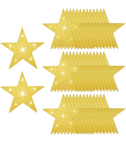 Houten sterren met glitterinleg om op te hangen natuurlijk mangohout 6,4–7,1cm Houten sterren met glitterinleg om op te hangen natuurlijk mangohout 6,4–7,1cm