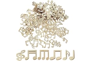 DAZZLUXE 500 piezas de madera de notas musicales, accesorios de madera para manualidades, decoración de notas musicales, juguetes de graffiti creativos hechos a mano, mininotas musicales, adecuadas