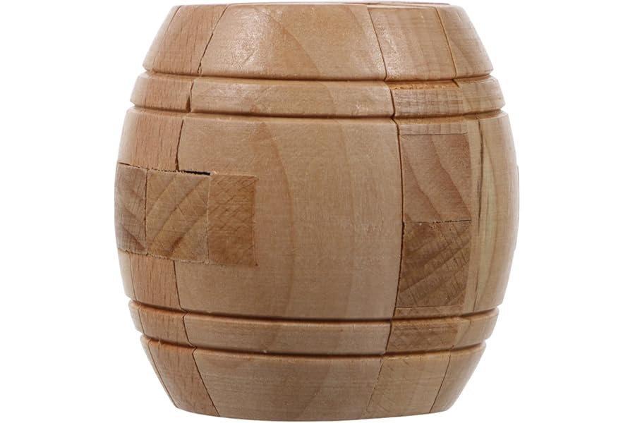 FUNNETOYU Wooden Luban Lock Puzzle Barrel Shape Intellectual Brain Teaser for Adults and Educational Dexterity Game for Logic Development and Stress Relief