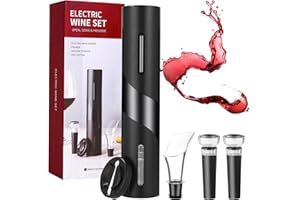 FAOKZE Korkenzieher Elektrisch, Automatischer Flaschenöffner, Weinflaschenöffner Set enthält Folienschneider, Weinausgießer und Vakuum Weinverschluss, Batteriebetrieben