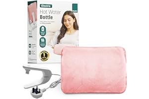 KEPLIN Rechargeable Electric Hot Water Bottle Soft & Cosy Bed, Hand & Body Warmer - Fast Heating, Auto-Shut Off Function, Over-Heat Protection & No Refill Heat Pad (Pink)