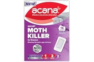 Acana Sachet Moth Killer 16 Pack- For Drawers & Storage- Protects Clothing & Bedding- Lasts 3 Months