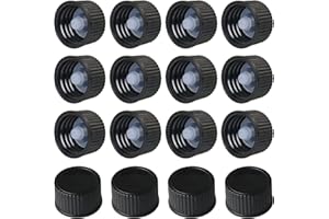 MEETOOT 16 Stück Phenolharz-Abdeckung 18 mm schwarze Poly-Schraubverschlüsse für tägliche Chemikalien, Lebensmittel, Kosmetikflaschen