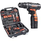 AWANFI Werkzeugkoffer mit Akkuschrauber 35PCs Handwerkzeuge Kit mit Bohrschrauber Werkzeugset 16.8 V 1500 mAh 2 Li-ion Akkus