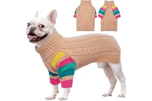 OUOBOB Suéter para perro, suéteres para perros medianos para perros y niñas, suéter de cuello alto, chaleco rosa de invierno, trajes de perro de Navidad, sudadera para mascotas, ropa de punto,
