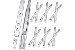 JI2OOYI glissières de tiroir 6 paires (12 pièces),35cm glissiere pour tiroir, amortisseur coulisse tiroir avec roulements à billes, montage latéral,extension complète, capacité de charge 45 Kg,argenté