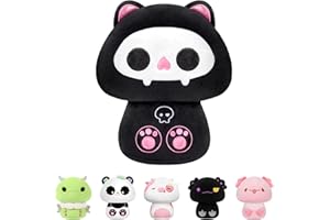 Mewaii Peluche Oreiller Kawaii Coussin pour bébé d‘Animaux Poupée Jouets Forme de Champignon et Confortable Coussins en Peluche pour Enfants 3 Ans et Plus（20CM,Le Chat Squelette）