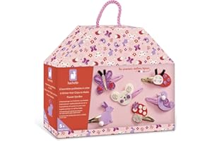 Janod - Set zum Basteln von 6 Haarspangen zum - Blühender Garten - Kit Kreative Freizeitgestaltung Kinder - Lernen Feinmotorik und Kreativität - Ab 5 Jahre - J09179