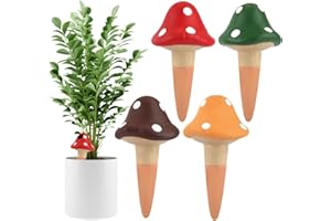 Kalolary Lot de 4 Cônes d'Arrosage Autonomes en Terre Cuite, Globes Goutteurs Décoratifs pour Plantes - Système d'Arrosage Automatique pour Plantes d'Intérieur et d'Extérieur (Champignon)