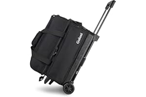 Goloni Bowlingtasche mit 2 Rollen und großem separatem Schuhfach für Bowlingschuhe (bis US-Herrengröße 48), einziehbarer Griff, ausziehbar auf 101,6 cm