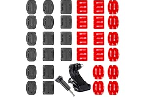 XIANGLONGY 34 Pezzi Attacchi Adesivi Cooau, Flat and Curved Attacco Adesivo Casco and a J-Shaped Base, Compatibile con Adesivo Gopro per Casco