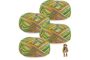 Bieiyhe Bolas de Hilo de Lana Colorido 4 X 50 g,Ovillos de Lana para Crochet,Hilo Grueso para Tejer a Mano,Chunky Yarn for Hand Knitting,Hilo para Tejer a Ganchillo,Ovillo de Hilo de Algodón para DIY