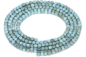 AD BEADS AD Perlen Natur Hämatit Edelstein facettiert Würfel, lose Perlen 40,6 cm 2 x 2 mm 4 x 4 mm 2x2mm grün-metallic