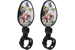 MIKIHAT 2 Pezzi Specchietto Retrovisore Bici, 360 Regolabile Girevole Specchietto per Bici Ovale Specchietto Retrovisore Bici, HD Specchietti per Bicicletta, per Monopattino Elettrico, Bici Elettrica, Bike