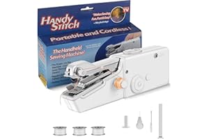Kuckee Handheld Sewing Machine, Portable Mini Sewing Machine for Beginners, Cordless Electric Stitching Machine with Sewing Accessories for Clothing, Curtains, Crafts Home Repairing & DIY, White-s