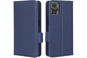 MOJIA Etui na Motorola Moto E22 / E22i, portfel etui z klapką z wewnętrzną obudową TPU, wysokiej jakości skóra PU, wielofunkcyjne etui na karty ze skóry PU, niebieskie