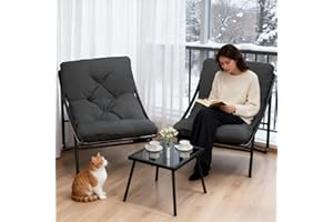 AYDFUORT Balkonmöbel Set 3 teilig, Terrassenmöbel 2 Stühle mit Sitzkissen und Tisch, Gartentisch mit Stühlen, Balcony Furniture, Balkonmöbel Set für Kleinen Balkon, für Terrasse, Balkon (Grau, ‎90 x 69 x 80CM)