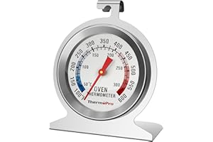 ThermoPro AOT-200 Termómetro para Horno, Termómetro de carne para barbacoa, termómetro de cocina, esfera de acero inoxidable, termómetro para carne de fácil lectura con lente irrompible