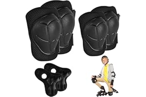 CBOFEIXG 6-in-1 Kids Knee and Elbow Pads for Children: 2 Knee Pads & Elbow Pads & Wrist Braces Guard Pads, Kids Sports Protective Gear Set for Skateboard Inline Roller Blading Skating Scooter Protector Pads