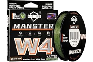 SeaKnight W4 Línea Trenzada 4 Hilos 300M/500M, PE Multifilamento Super Suave para Carpa, Doble Recubrimiento Anti-UV/Agua Salada para Pesca en Mar 15-100LB