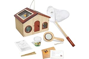 Simpliplay Kids Explorer Kit & Bug Catcher for Kids, Outdoor Toys with Portable Wooden Bug Habitat, Net, Magnified Viewer, Observation Cup, 15PCS Insect Cards for Kid 4 5 6 7 8 Year Old Boy Gift