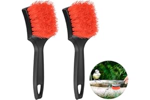 M METERXITY 2-Pack Bird Bath Cleaning Brush, 8.3 Inch Plastic Bird Bath Cleaner with Ergonomic Handle for Feeder/Fountain/Outdoor Cleaning, Utility Hard Stiff Bristle Scrub [Red]