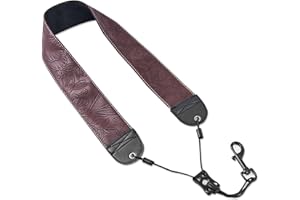Czzmy Saxophone Neck Strap,Alto Tenor Bari Soprano Sax Neck Harness,Musical Instruments Accessories Parts(1-Carved Brown)