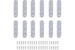 Schneespitze 12Pcs Piastre di Giunzione per Riparazione,Staffa Angolare in Acciaio,Piastra Piatta in Acciaio Inox Connettore per Legno Mobili,con 50Pcs viti di Fissaggio