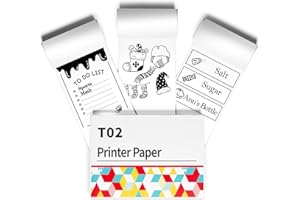 Omezizy Lot de 3 rouleaux de papier autocollant blanc T02 compatible avec les mini imprimantes de poche T02/M02X/M02L, dure 10 ans, parfait pour les journaux, les photos, les notes d'étude, 50 mm x
