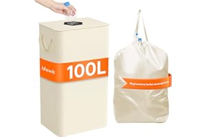 Lifewit 100L Pojemnik na butelka z pokrywką, duży depozytowy pojemnik, torba do przechowywania pustych butelek i szkła, Biały