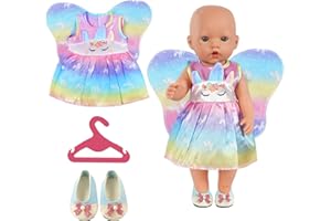 Aolso Baby Doll Clothes for 14-18 Inch Doll 35-45 cm Baby Doll, New Doll Clothes Outfits, Sweet Outfits Wings Dress with 1 Coat hanger, New Born Baby Dolls Girls Birthday