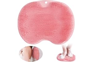 GIUGIO Almohadilla de masaje de silicona antideslizante, masajeador de pies para ducha, exfoliante para espalda, masajeador de espalda con ventosa de silicona, exfoliante de limpieza para espalda (rojo)