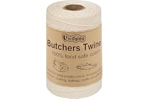Vivifying Butchers String, 656 Feet /200M 3ply Cotton Butchers Twine, Food Safe Cooking String for Tying Meat, Kitchen Twine for Making Sausage and Trussing Poultry (White)