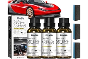 TO-HIRMMEL 90ML Renovateur Plastique Voiture Extérieur, 3 Pièce Crystal Coating Plastique Voiture, Nettoyant Plastique Voiture Interieur pour Remise à Neuf et Entretien Plastiques Auto