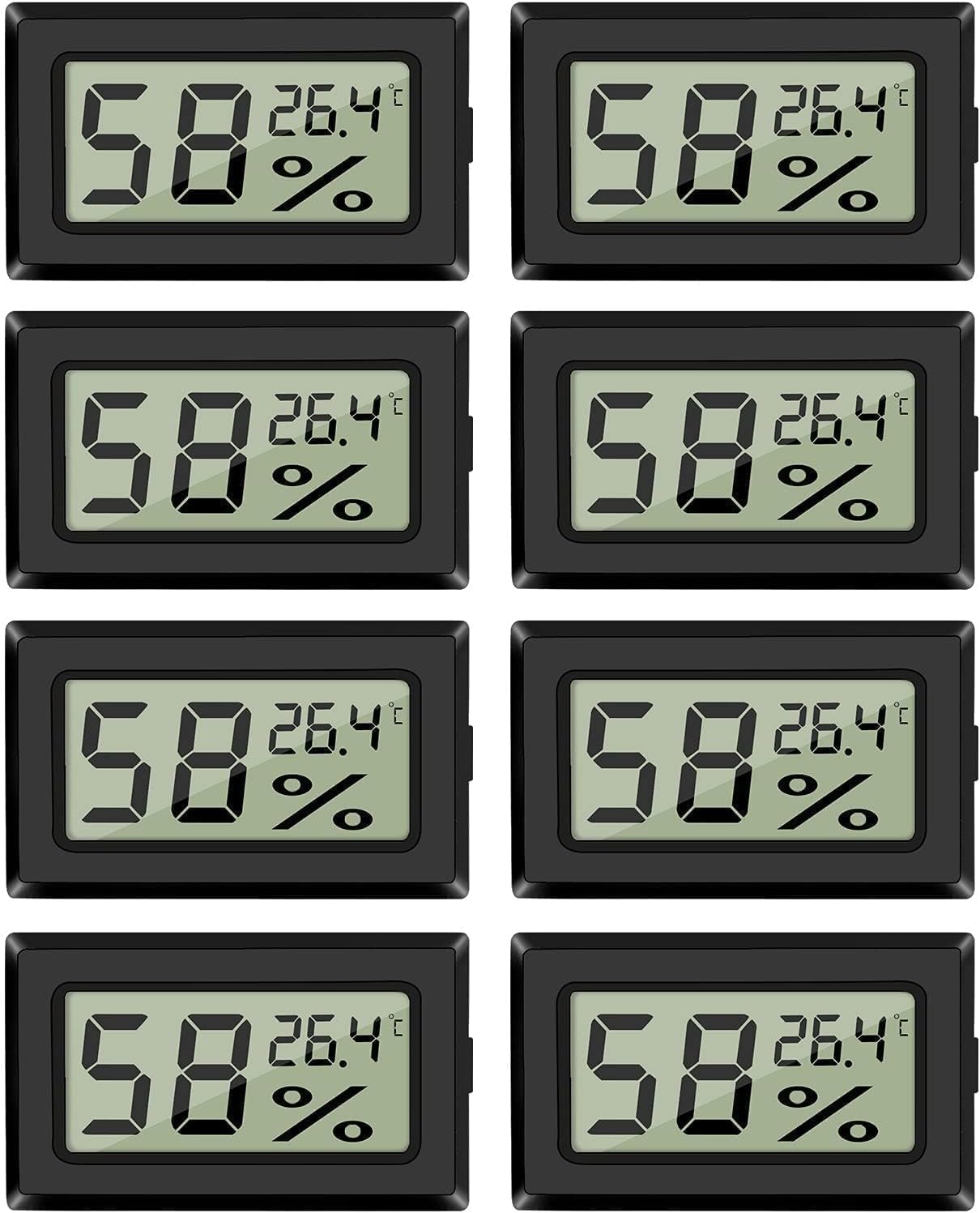 EEEKit 8 Pack Digital Thermometer Hygrometer, Indoor Temperature Humidity Sensor Monitor for Greenhouse Office, Celsius