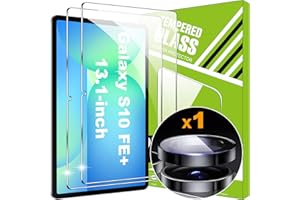 Lemxiee Cristal Templado para Samsung Galaxy Tab S10 FE+ & S10 FE Plus 13.1" Protector pantalla [2+1 pieza] Vidrio templado Protector de Lente cámara y HD vidrio templado