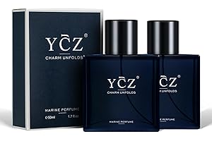 Ycz Charm Unfolds Marine Perfume for Men, 1.7 oz. Long Lasting Eau De Parfum Cologne For Men, Oriental Woody Fragrance - Ideal Special Occasions, Making it the Ideal gentlemen’s Gift (2-Pack).