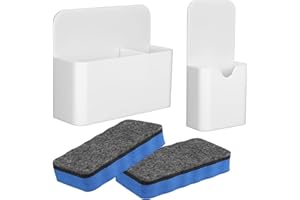 olyee Magnetischer Stiftehalter, 2 Stück Stifthalter Magnetisch mit 2 Stück Whiteboard Schwamm Magnetisch Markerhalterung Zubehör für Schule, Büro, Whiteboard, Kühlschrank, Schließfach (Weiß)