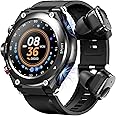 2 in 1 Smart Watch with Earbuds Fitness Tracker Blood Oxygen Heart Rate Monitor Sleep Monitor HD Touch Screen Compatible with iPhone Samsung Android Phones T92 (Black)