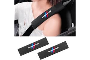 TOPABYTE Car Seat Belt Covers for BMW Interior Accessories Seat Belt Cushion Strap Shoulder Pad for Any Car and Backpack (2Pcs-Black)