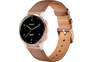 Issinlky oryginalny skórzany pasek kompatybilny Garmin Vivoactive 4S, Garmin Vivoactive 3S, Garmin Venu 2S, 18mm pasek do Fossil Women's Gen 5E 42 mm, Gen 6 42 mm, Fossile Q Venture Gen 3/Gen 4