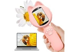 LEIPAN Kids Handheld Microscope - Kids Magnifying Glass with 2" HD LCD Screen & 8 LED Lights,Portable Science Explorer Toys, STEM Gift for Boys Girls Ages 3-12 (Pink)