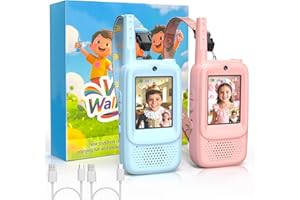 ZealSound Video Walkie Talkies for Kids,Toys for Boys Girls Ages 3-12 Indoor Outdoor, w/Magic Voice, Rechargeable Children's Video Intercom for Family Games, Outside, Camping, Hiking - Q8 Blue/Pink
