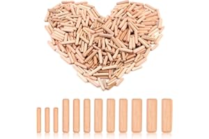 WOOWAIR 1000 tasselli in legno M6 M8 M10 M12 rotondi in legno di faggio, tasselli per mobili, tasselli scanalati per artigiani, falegnami, fai da te, lavorazione del legno