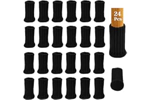 MERYSAN 24 Stück Stuhlbeinsocke Möbel Socken mit Fühlte Pads, Elastisch Gestrickt Möbel Booties Double Layered, rutschfest Fußboden Schutz Stuhl Protektoren(Schwarz)