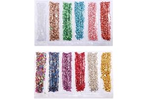 Uoeo 2 Pack Crushed Glass Irregular Metallic Chips Glitter Sprinkles Stones 1-2mm for Nail Arts Craft DIY Vase Filler Epoxy Resin Mold Jewelry Making Decoration - Mixcolors